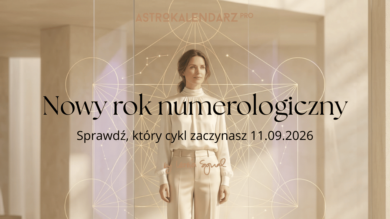 Kasia Synal na tle geometrycznej grafiki, napis: Nowy rok numerologiczny — sprawdź, który cykl zaczynasz 11.09.2026